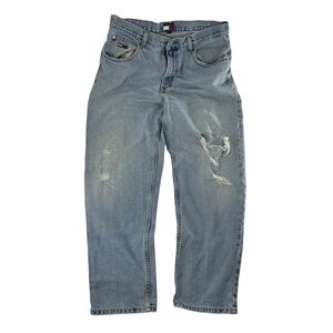 Vintage Y2K Tommy Hilfifer Jeans Men 34x30 Blue Light Baggy Loose Fit 90s Skater